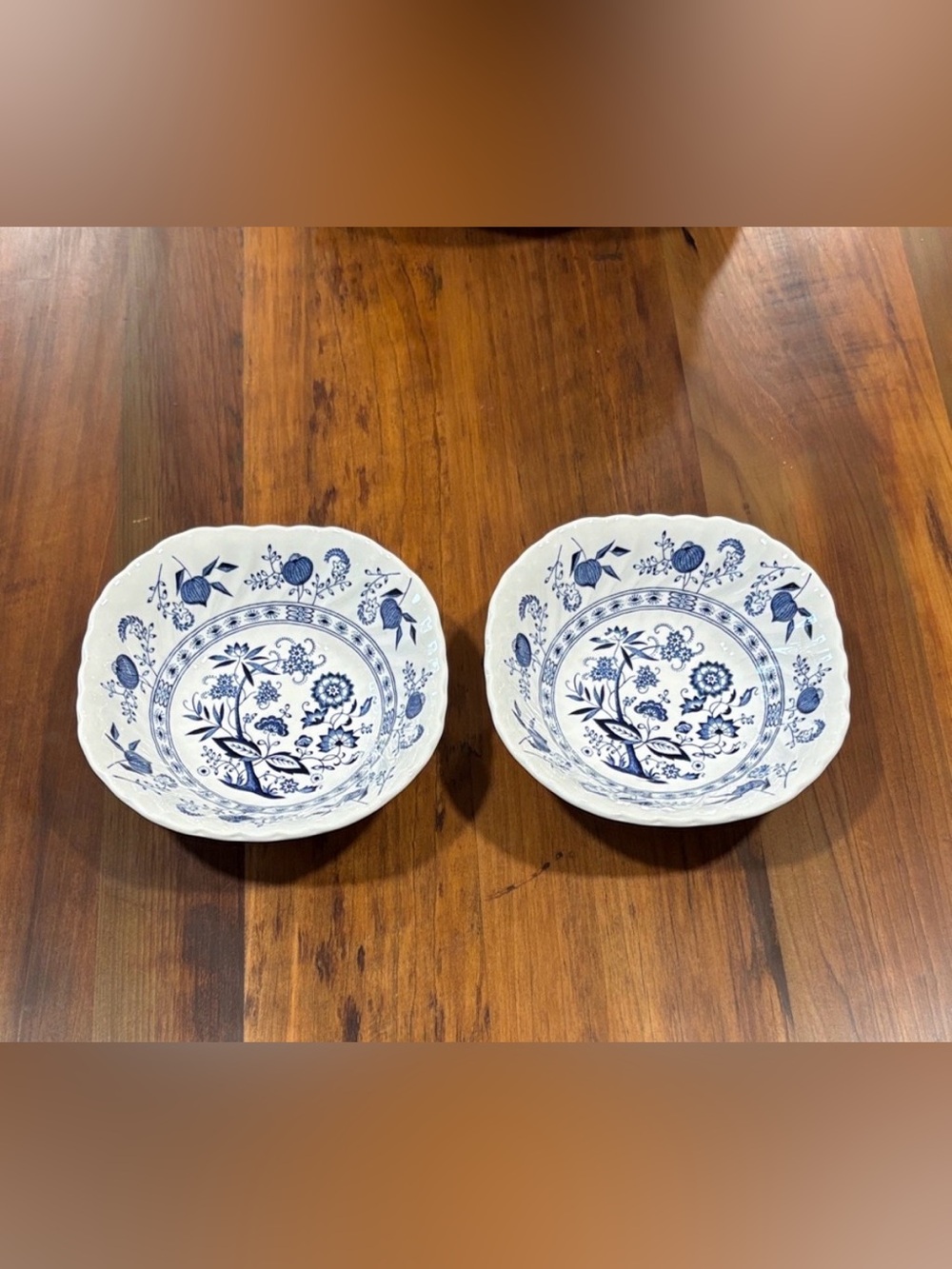 Set of 2 Vintage Blue Nordic Blue Onion Johnson Brothers Soup Bowls